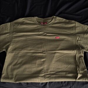 Supreme Olive Green Short Sleeve Tee with Red Box Logo